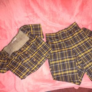 Hollister xs 2 piece set yellow and navy